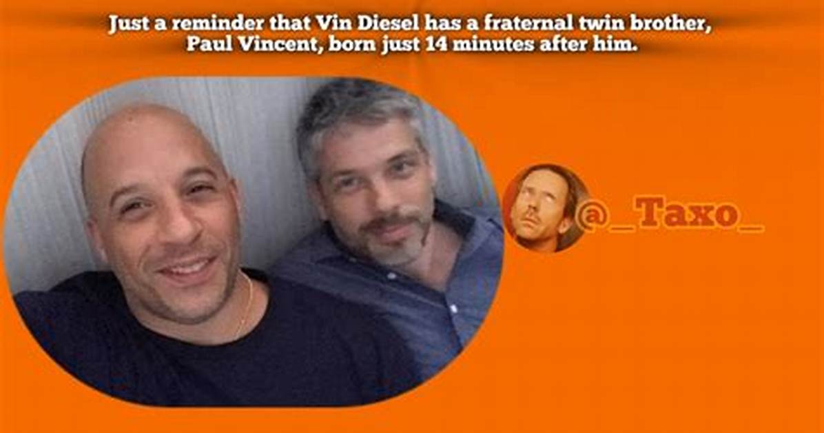 Meet Vin Diesels Twin Brother Paul Vincent, 52, Who Looks Nothing Like Him