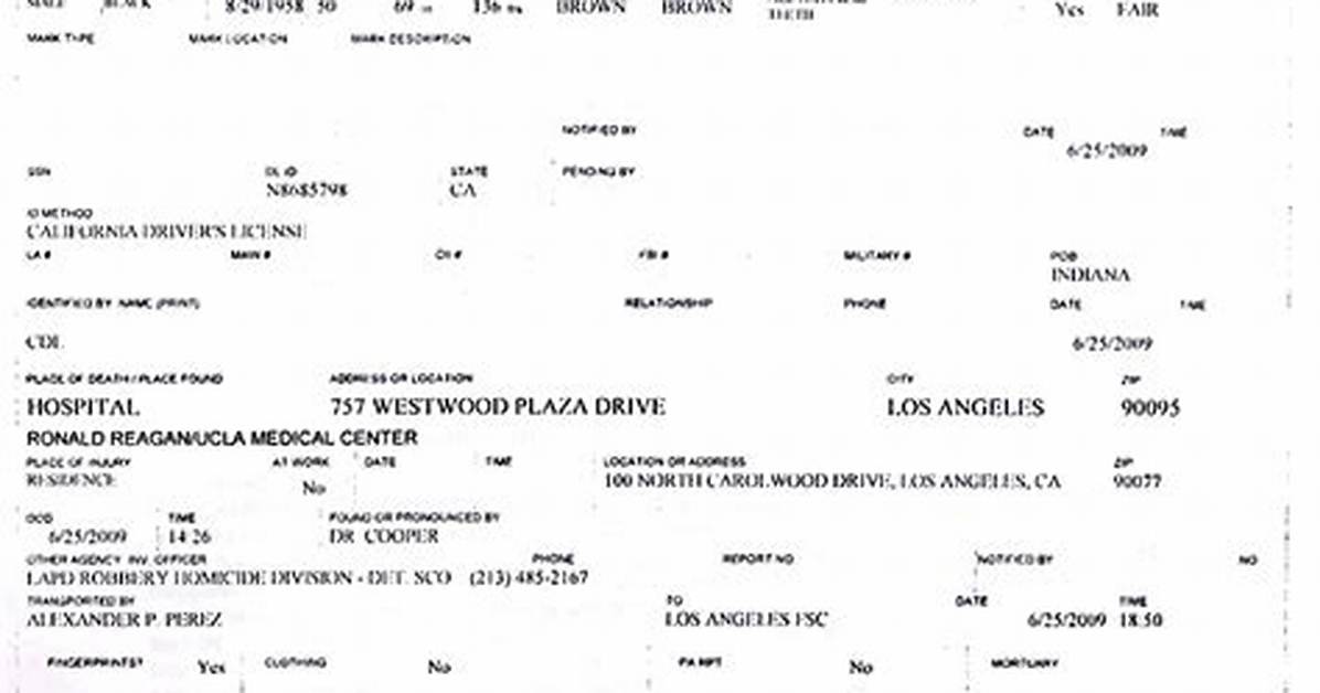 Michael Jackson Autopsy Report the Cause Of